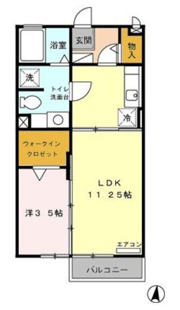 モナリエ春日I・II(1LDK/2階)の間取り写真