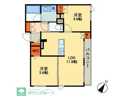 リベルテおおたかの森(2LDK/3階)の間取り写真