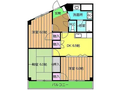 ドミールヒノデKANAMORI(3DK/5階)の間取り写真