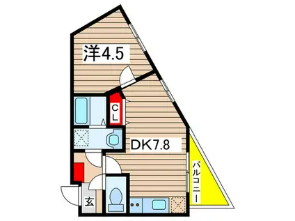 ウエスト COURT SOGA(1DK/3階)の間取り写真