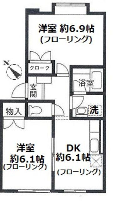 アトリオ千年(2DK/1階)の間取り写真