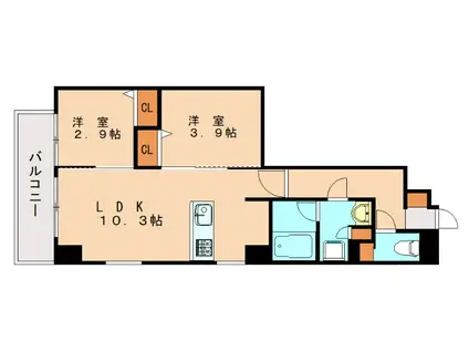 MODERN PALAZZO博多BAY(2LDK/3階)の間取り写真