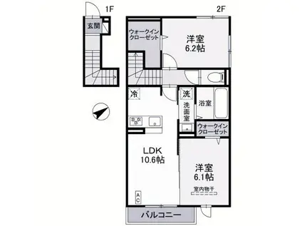 アルコバレーノX(2LDK/2階)の間取り写真