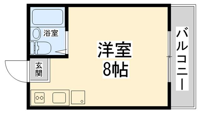 川西ハイツ(ワンルーム/2階)の間取り写真
