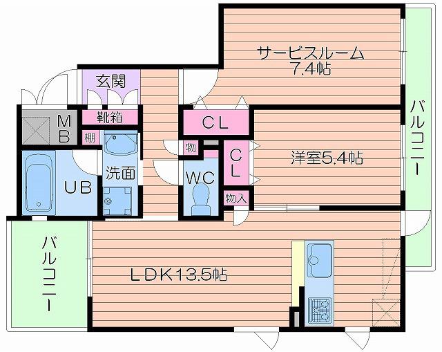 ベルデ パティオ(1SLDK/2階)の間取り写真