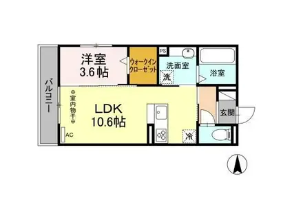 D-ROOM六条福寿町(1LDK/2階)の間取り写真