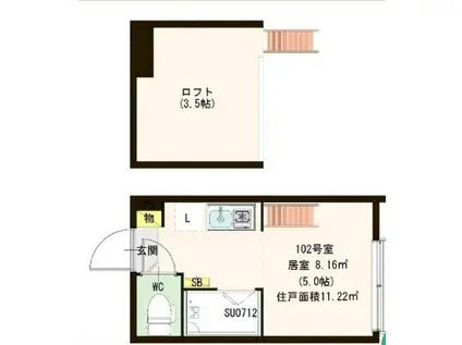 ハーモニーテラス北新宿III(ワンルーム/1階)の間取り写真