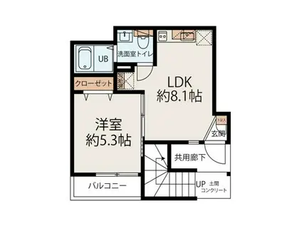 ラメール鴨居(1LDK/3階)の間取り写真