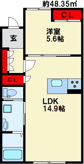 AVENTA(1LDK/1階)の間取り写真