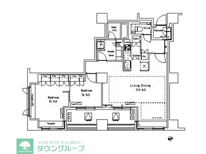 パークアクシス代官山(2LDK/8階)の間取り写真