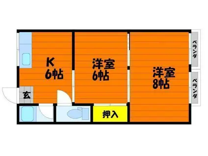 野田マンションB棟(3DK/2階)の間取り写真