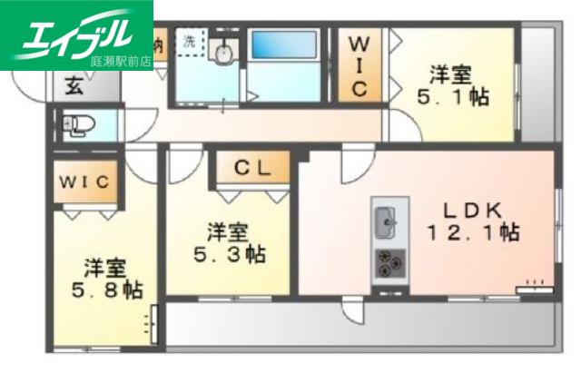 ベラパーシェ(3LDK/2階)の間取り写真