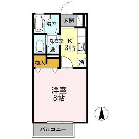 サンハイツ小中島D(1K/2階)の間取り写真