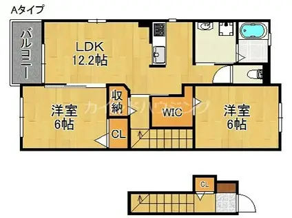 コスモスA棟B棟(2LDK/2階)の間取り写真