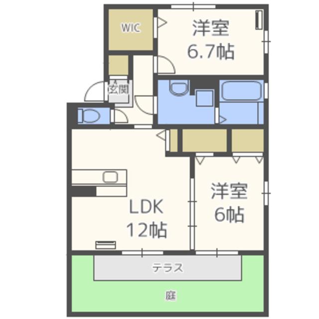 ベルホープ(2LDK/1階)の間取り写真