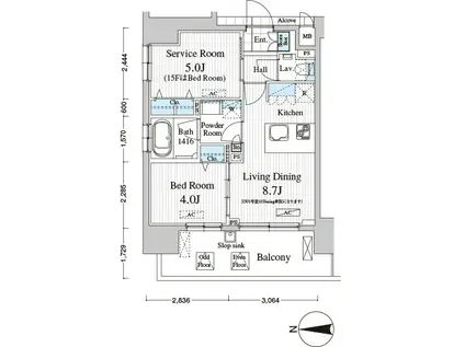 TOTSU RESIDENCE KAMINARIMON(1SLDK/6階)の間取り写真