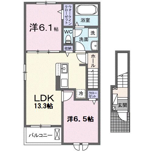 ロング ボワ シュド(2LDK/2階)の間取り写真