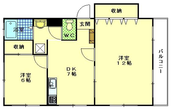 ユーエスビル(2DK/2階)の間取り写真