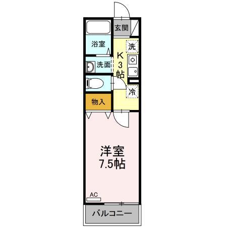 メゾンパークみずほ台(1K/2階)の間取り写真