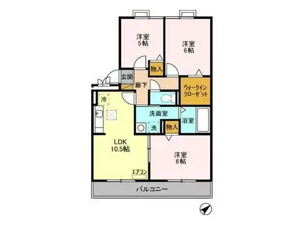 ロイヤルクレッセント西登戸(3LDK/1階)の間取り写真