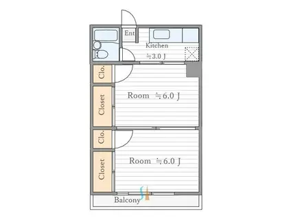スリーファイブ山中(2K/4階)の間取り写真