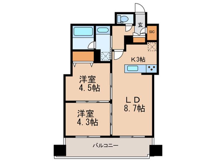 エミリブ東長崎(2LDK/5階)の間取り写真