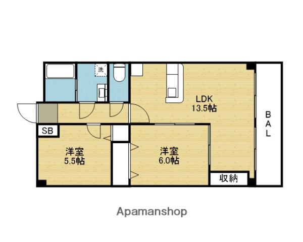SENSE巽(2LDK/5階)の間取り写真