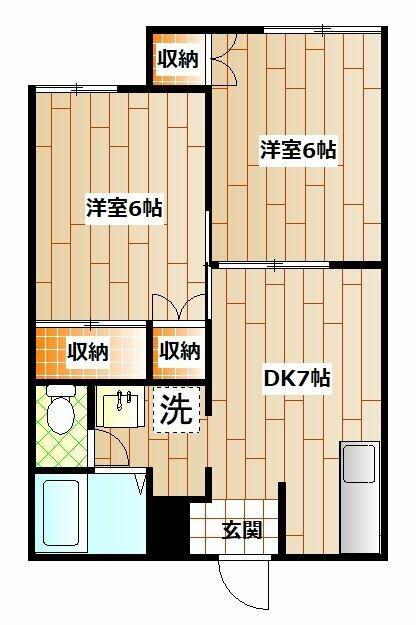 シェモア(2DK/1階)の間取り写真