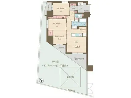 ジオ・イニシア田端(3LDK/1階)の間取り写真