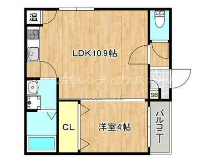 GRANDIR小路東(1LDK/3階)の間取り写真