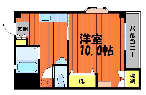 グランディ鶴形(1K/2階)の間取り写真