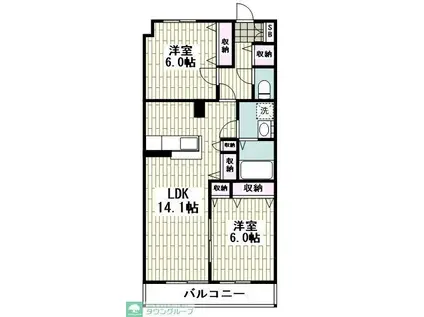 メゾン ラフィーヌ(2LDK/1階)の間取り写真