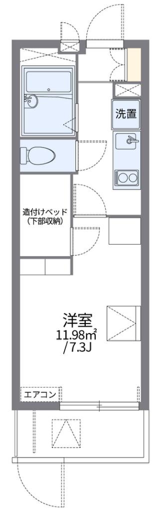 レオパレスルシェルブル金岡II(1K/1階)の間取り写真