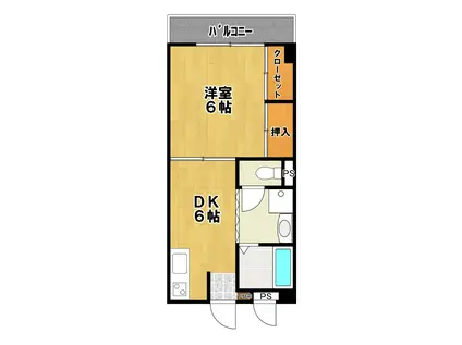 マンショングリーンコート(1DK/3階)の間取り写真