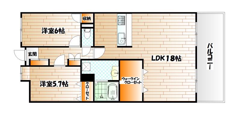 デザイナープリンセスKY(2LDK/6階)の間取り写真