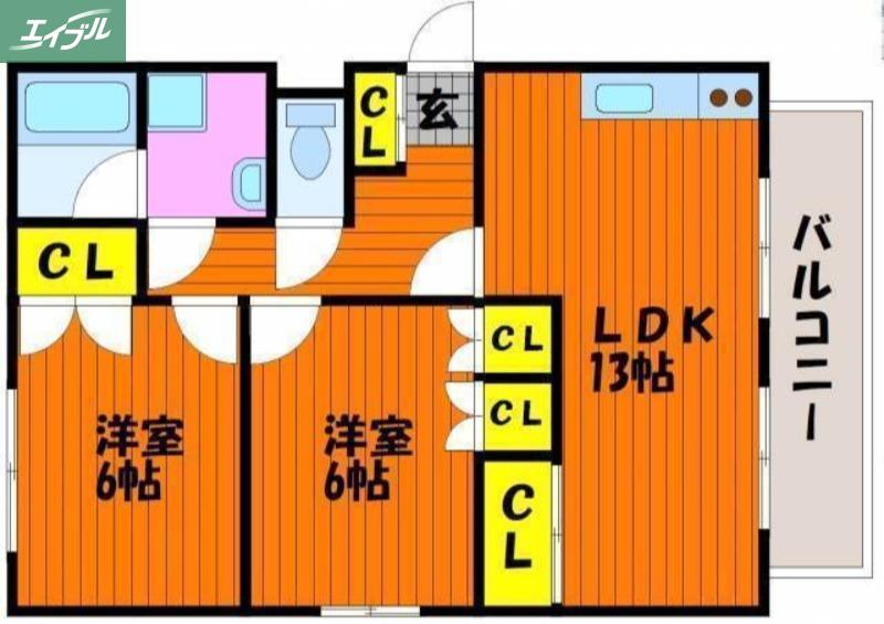 メゾンラフィーネ(2LDK/2階)の間取り写真