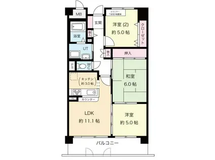 カーサヴェルデ大道南(3LDK/1階)の間取り写真