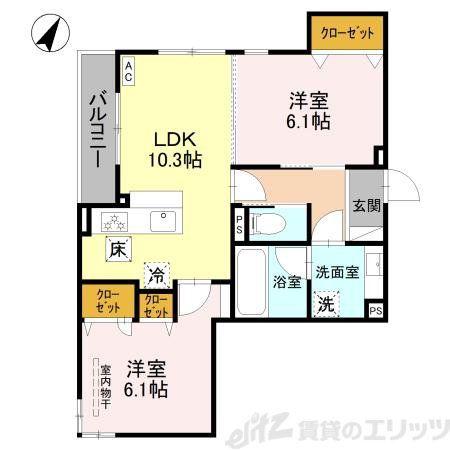 カーサ・プレッツァ豊里(2LDK/1階)の間取り写真
