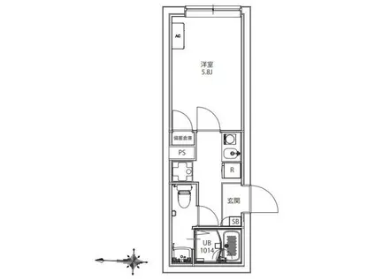 CITYWALK御殿山GRANDE(1K/1階)の間取り写真