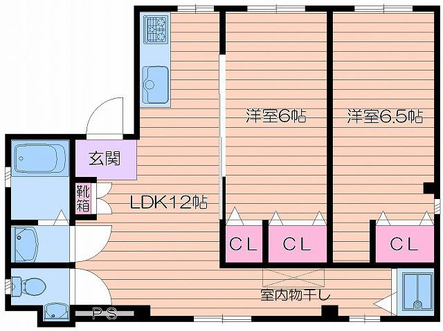 ブランジュ高殿(2LDK/3階)の間取り写真