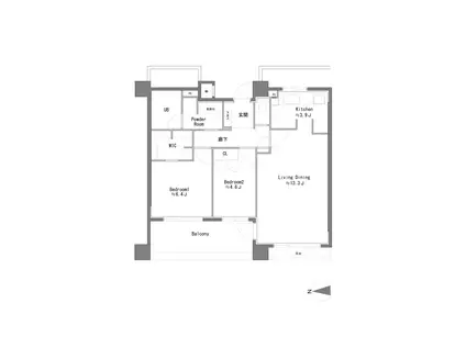 アールブラン目黒青葉台(2LDK/3階)の間取り写真