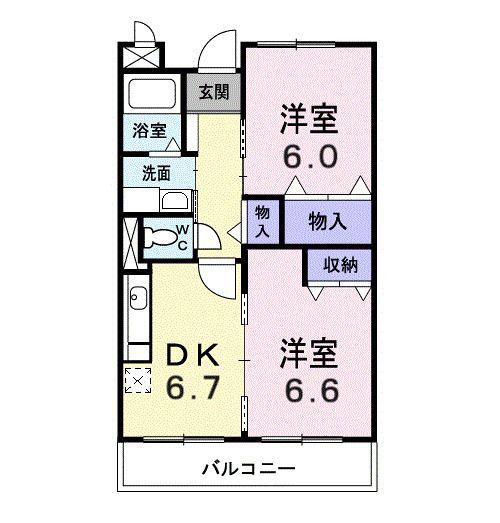 グランドハイツ深川(2DK/3階)の間取り写真