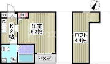 シャテーニュ(1K/2階)の間取り写真