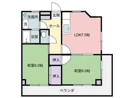 プログレス南観音(2DK/2階)の間取り写真