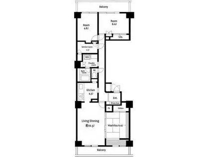 芝浦スクエアハイツ(3SLDK/8階)の間取り写真