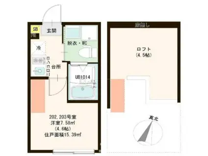 ハーモニープレシャス亀有(ワンルーム/2階)の間取り写真