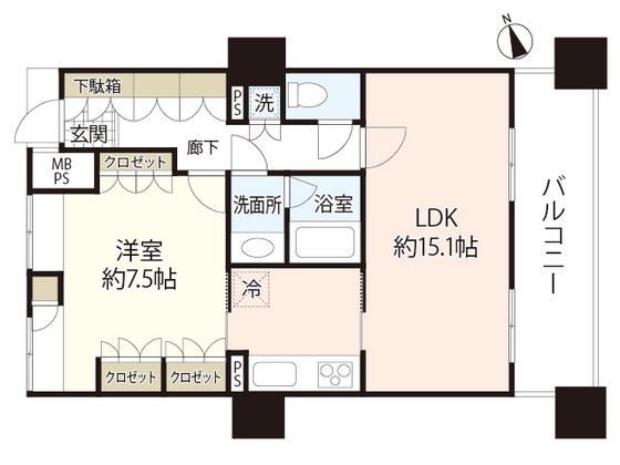 アーバンビューグランドタワー(1LDK/18階)の間取り写真
