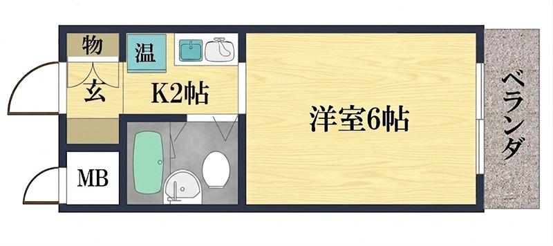 シャトーHAMADA(1K/2階)の間取り写真