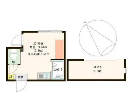 キャラット小岩(ワンルーム/2階)の間取り写真