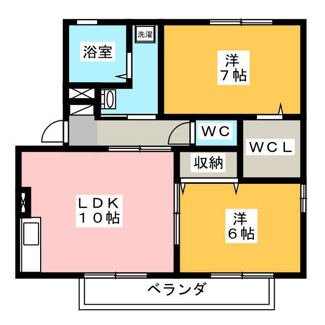 フルハウスK B(2LDK/2階)の間取り写真